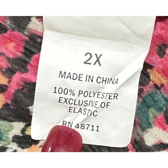 Ophelia Roe Floral Blouse 2X Smocked Bodice Balloon Sleeves Romantic - Picture 11 of 12